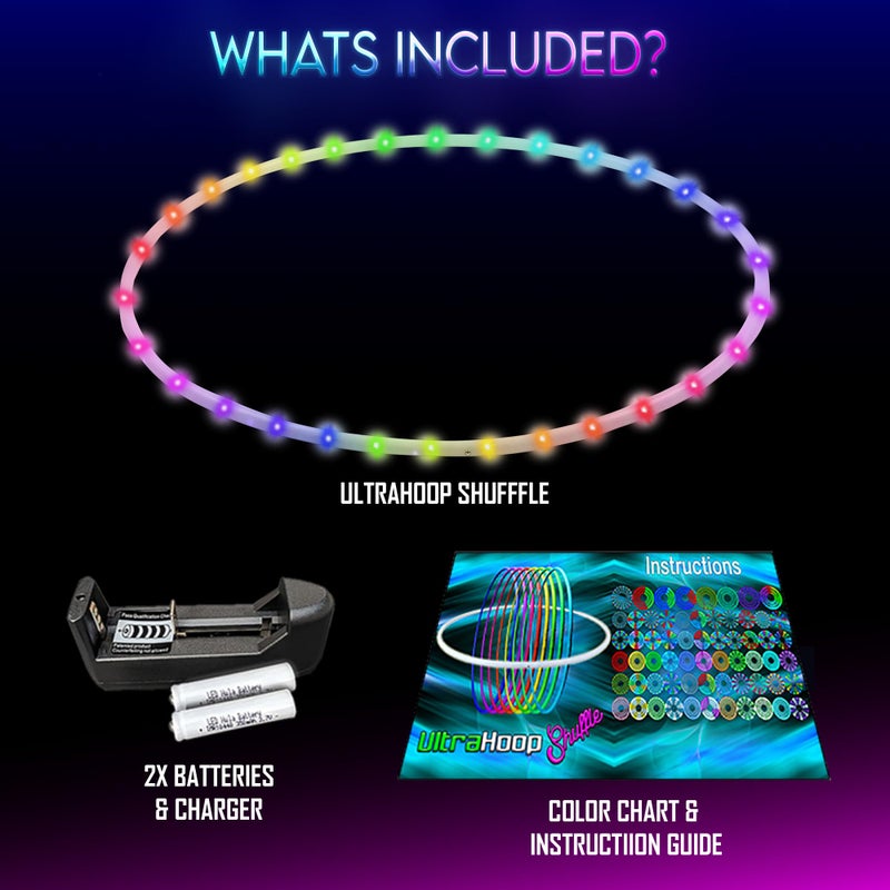 UltraPoi UltraHoop Shuffle LED Hoop â€“ 30â€ OD x 5/8" HDPE â€“ Smart Auto Color Changing LEDs w/ 100+ Light Patterns â€“ Rechargeable, Collapsible, Beginner to Advanced Glow Flow Toys Hoola Hoops for Raves - Image 3